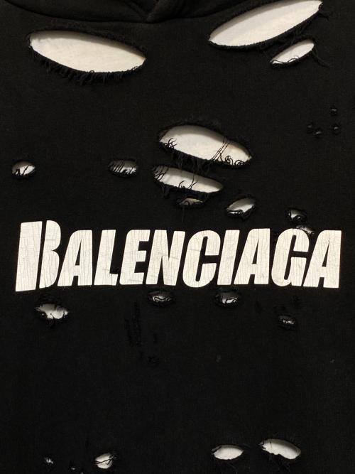 BALENCIAGA（バレンシアガ）BALENCIAGA (バレンシアガ) Caps Destroyed Hoodie ブラック サイズ:XXSの古着・服飾アイテム