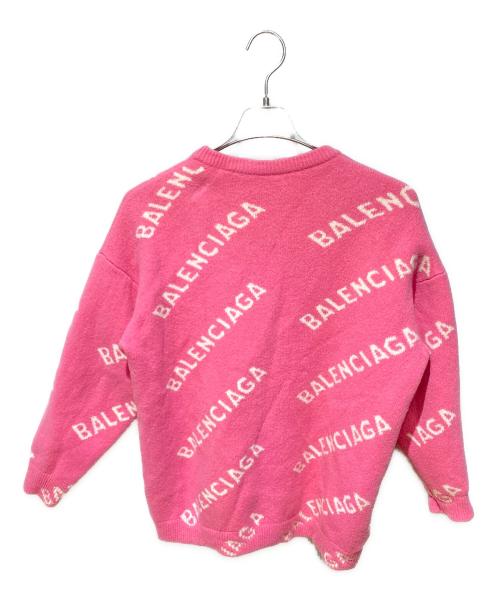 BALENCIAGA（バレンシアガ）BALENCIAGA (バレンシアガ) ALL OVERロゴ クルーネックセーター ピンク サイズ:XSの古着・服飾アイテム