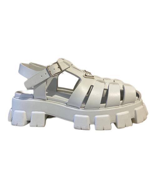 PRADA（プラダ）PRADA (プラダ) MONOLITH(モノリス) プラットフォームラバーサンダル ホワイト サイズ:9の古着・服飾アイテム