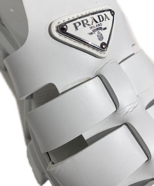 PRADA（プラダ）PRADA (プラダ) MONOLITH(モノリス) プラットフォームラバーサンダル ホワイト サイズ:9の古着・服飾アイテム