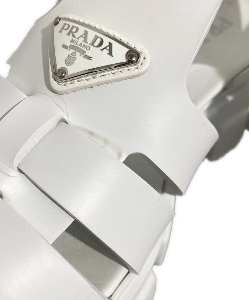 PRADA（プラダ）PRADA (プラダ) MONOLITH(モノリス) プラットフォームラバーサンダル ホワイト サイズ:9の古着・服飾アイテム