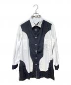Yohji Yamamoto pour hommeヨウジヤマモト プールオム）の古着「23AW 白黒使いスペアカラーブラウス」｜ホワイト×ブラック