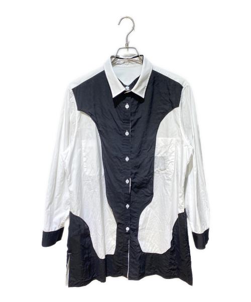 Yohji Yamamoto pour homme（ヨウジヤマモト プールオム）Yohji Yamamoto pour homme (ヨウジヤマモト プールオム) 23AW 白黒使いスペアカラーブラウス ホワイト×ブラック サイズ:2の古着・服飾アイテム