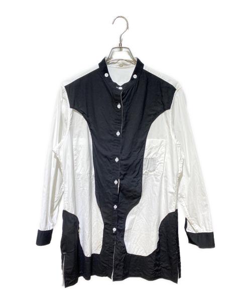 Yohji Yamamoto pour homme（ヨウジヤマモト プールオム）Yohji Yamamoto pour homme (ヨウジヤマモト プールオム) 23AW 白黒使いスペアカラーブラウス ホワイト×ブラック サイズ:2の古着・服飾アイテム