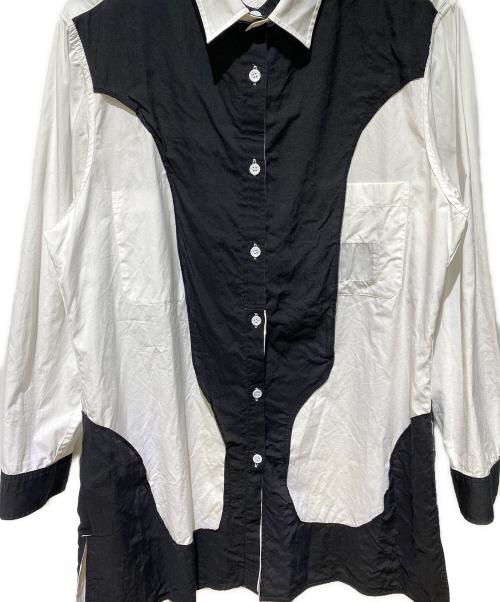 Yohji Yamamoto pour homme（ヨウジヤマモト プールオム）Yohji Yamamoto pour homme (ヨウジヤマモト プールオム) 23AW 白黒使いスペアカラーブラウス ホワイト×ブラック サイズ:2の古着・服飾アイテム