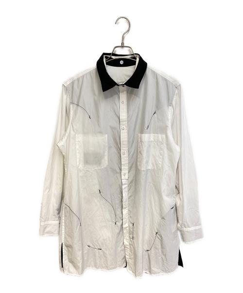 Yohji Yamamoto pour homme（ヨウジヤマモト プールオム）Yohji Yamamoto pour homme (ヨウジヤマモト プールオム) 23AW 白黒使いスペアカラーブラウス ホワイト×ブラック サイズ:2の古着・服飾アイテム