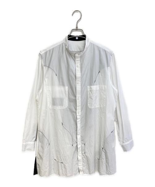 Yohji Yamamoto pour homme（ヨウジヤマモト プールオム）Yohji Yamamoto pour homme (ヨウジヤマモト プールオム) 23AW 白黒使いスペアカラーブラウス ホワイト×ブラック サイズ:2の古着・服飾アイテム