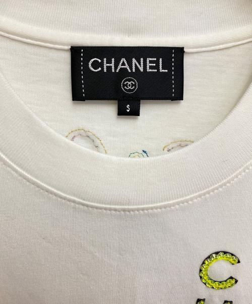 CHANEL（シャネル）CHANEL (シャネル) ビーズ装飾カットソー ホワイト サイズ:Sの古着・服飾アイテム