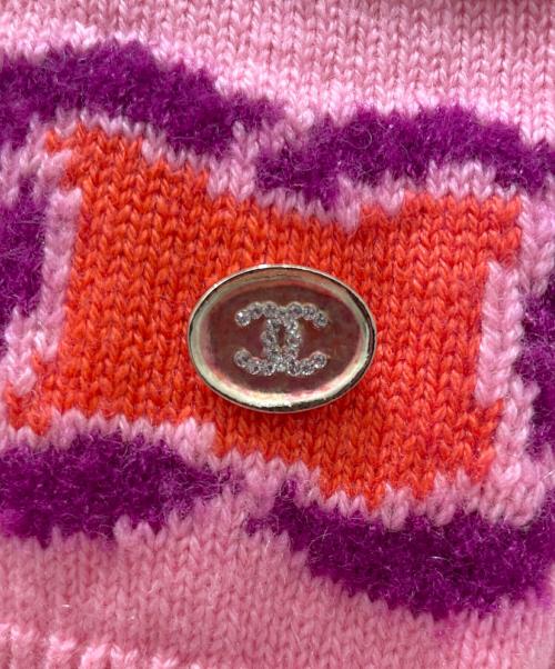 CHANEL（シャネル）CHANEL (シャネル) カシミヤ混ココマークニット ピンク×マルチカラー サイズ:34の古着・服飾アイテム