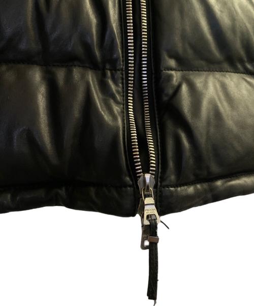 PRADA（プラダ）PRADA (プラダ) レザー ダウンジャケット ブラック サイズ:40の古着・服飾アイテム