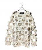 COMME des GARCONS HOMME PLUSコムデギャルソンオムプリュス）の古着「24AW クラッシュ加工網ニット」｜ホワイト