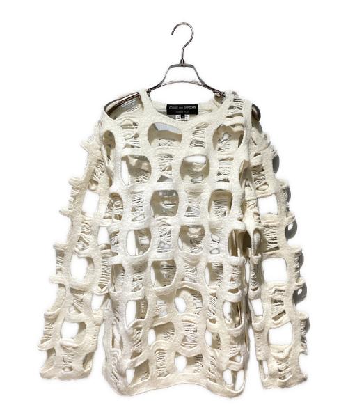 COMME des GARCONS HOMME PLUS（コムデギャルソンオムプリュス）COMME des GARCONS HOMME PLUS (コムデギャルソンオムプリュス) 24AW クラッシュ加工網ニット ホワイト サイズ:Mの古着・服飾アイテム