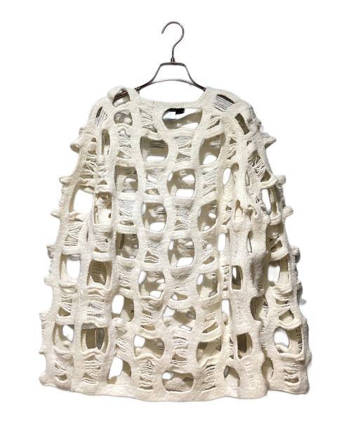 COMME des GARCONS HOMME PLUS（コムデギャルソンオムプリュス）COMME des GARCONS HOMME PLUS (コムデギャルソンオムプリュス) 24AW クラッシュ加工網ニット ホワイト サイズ:Mの古着・服飾アイテム