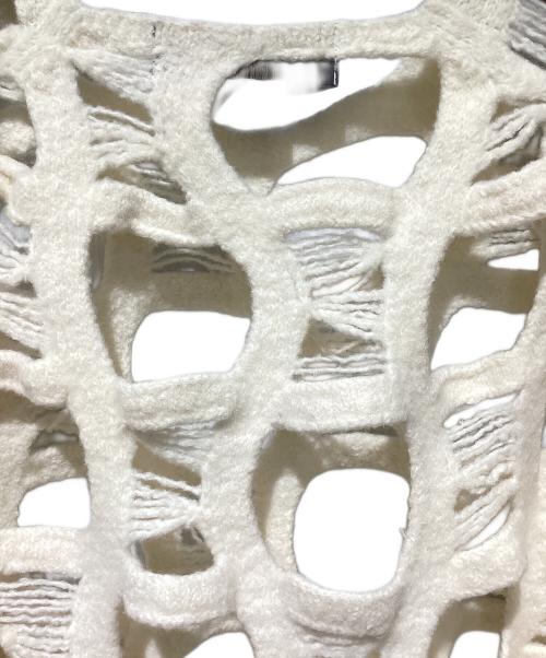 COMME des GARCONS HOMME PLUS（コムデギャルソンオムプリュス）COMME des GARCONS HOMME PLUS (コムデギャルソンオムプリュス) 24AW クラッシュ加工網ニット ホワイト サイズ:Mの古着・服飾アイテム