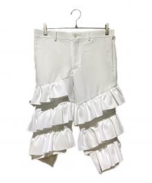 COMME des GARCONS HOMME PLUS（コムデギャルソンオムプリュス）の古着「24AW フリルクロップドパンツ」｜ホワイト