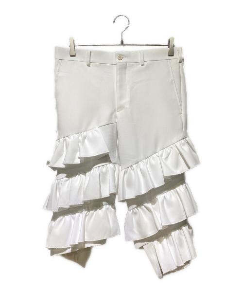 COMME des GARCONS HOMME PLUS（コムデギャルソンオムプリュス）COMME des GARCONS HOMME PLUS (コムデギャルソンオムプリュス) 24AW フリルクロップドパンツ ホワイト サイズ:Mの古着・服飾アイテム