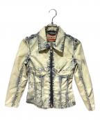 DIESELディーゼル）の古着「Slim-fit lace-effect trucker jacket(スリムフィットレースエフェクトトラッカージャケット)」｜インディゴ
