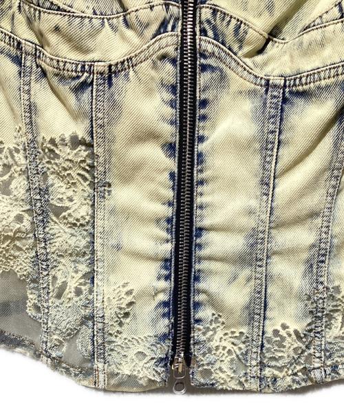 DIESEL（ディーゼル）DIESEL (ディーゼル) Slim-fit lace-effect trucker jacket(スリムフィットレースエフェクトトラッカージャケット) インディゴ サイズ:Sの古着・服飾アイテム