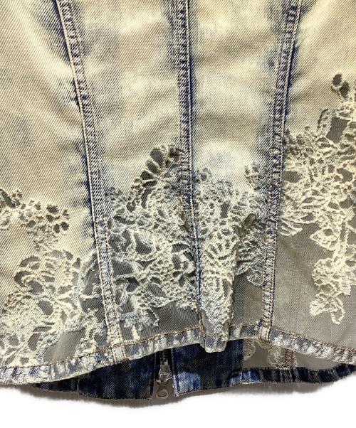 DIESEL（ディーゼル）DIESEL (ディーゼル) Slim-fit lace-effect trucker jacket(スリムフィットレースエフェクトトラッカージャケット) インディゴ サイズ:Sの古着・服飾アイテム