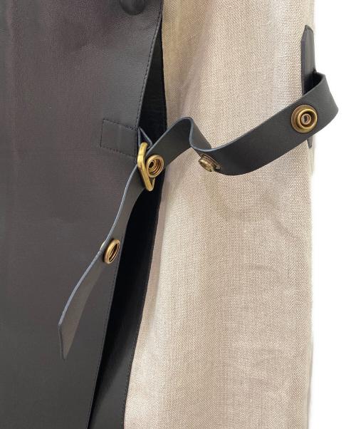 CELINE（セリーヌ）CELINE (セリーヌ) リネン×レザースカート ベージュ サイズ:38の古着・服飾アイテム