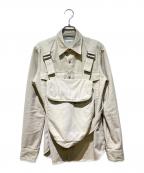 DRIES VAN NOTENドリスヴァンノッテン）の古着「Belted Bag Long Sleeve Shirt（ベルトバッグ付き長袖シャツ）」｜ベージュ