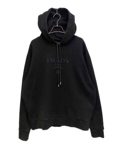 PRADA（プラダ）PRADA (プラダ) ロゴ エンブロイダリー パーカー ブラック サイズ:Lの古着・服飾アイテム