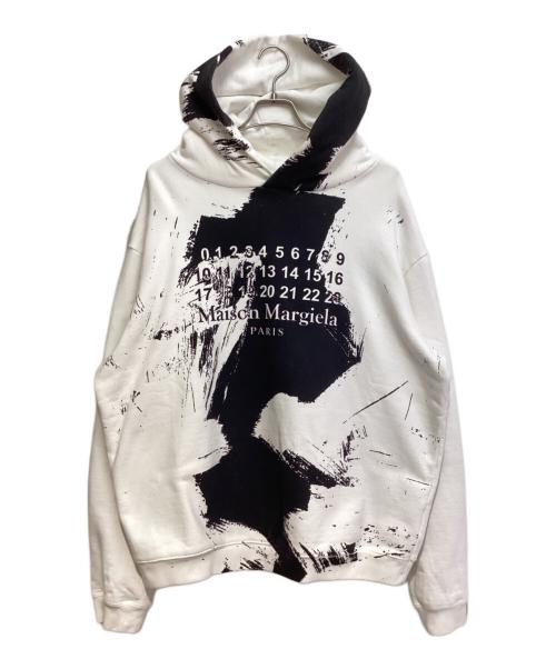 Maison Margiela（メゾンマルジェラ）Maison Margiela (メゾンマルジェラ) DIAGONAL PAINT EFFECT HOODIE ホワイト サイズ:48の古着・服飾アイテム
