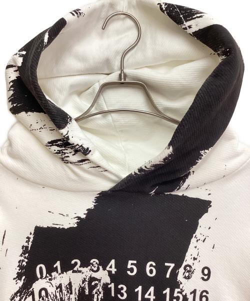 Maison Margiela（メゾンマルジェラ）Maison Margiela (メゾンマルジェラ) DIAGONAL PAINT EFFECT HOODIE ホワイト サイズ:48の古着・服飾アイテム