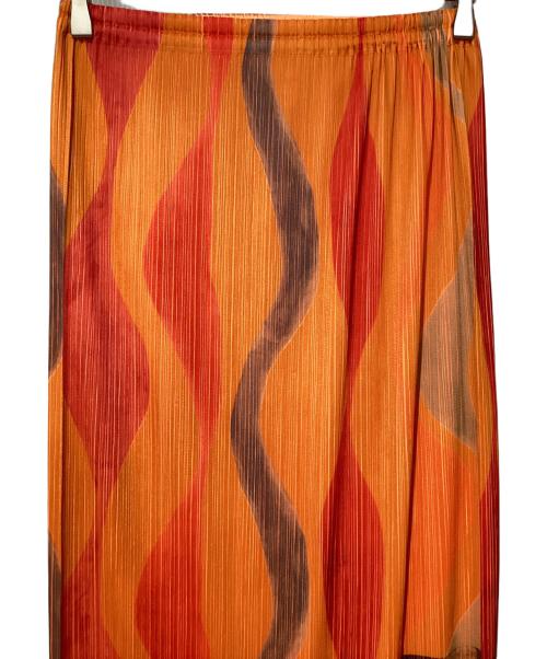 PLEATS PLEASE（プリーツプリーズ）PLEATS PLEASE (プリーツプリーズ) 総柄プリーツスカート オレンジ サイズ:3の古着・服飾アイテム