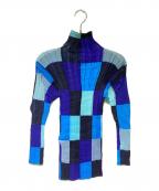 PLEATS PLEASEプリーツプリーズ）の古着「ハイネックカットソー」｜ブルー