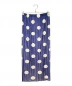 PLEATS PLEASEプリーツプリーズ）の古着「ドット柄ロングスカート」｜ブルー