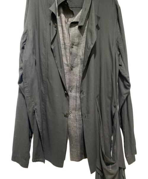 Yohji Yamamoto pour homme（ヨウジヤマモト プールオム）Yohji Yamamoto pour homme (ヨウジヤマモト プールオム) 二重フラシ布付きBシャツ ブラック サイズ:3の古着・服飾アイテム