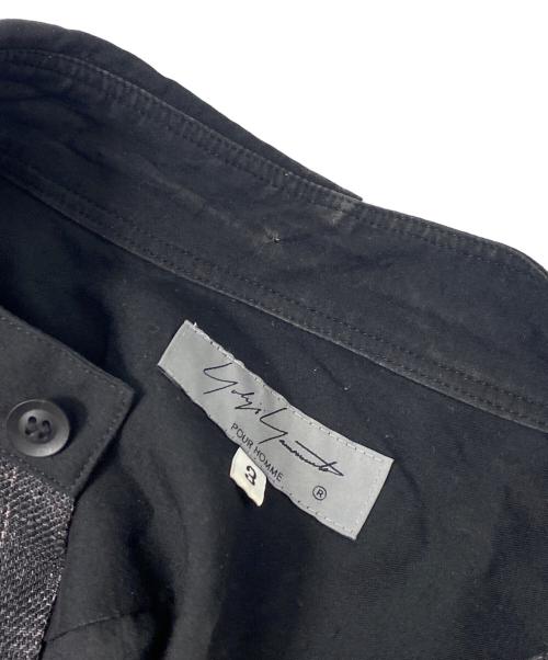 Yohji Yamamoto pour homme（ヨウジヤマモト プールオム）Yohji Yamamoto pour homme (ヨウジヤマモト プールオム) 二重フラシ布付きBシャツ ブラック サイズ:3の古着・服飾アイテム