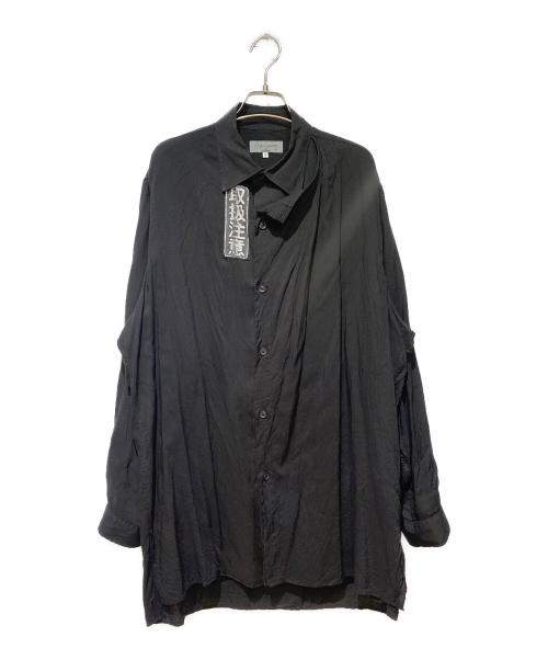 Yohji Yamamoto pour homme（ヨウジヤマモト プールオム）Yohji Yamamoto pour homme (ヨウジヤマモト プールオム) ダブルテンセルロングシャツ ブラック サイズ:2の古着・服飾アイテム