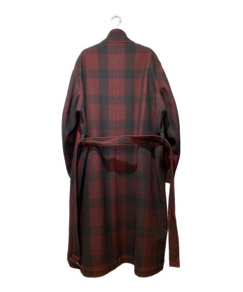 Yohji Yamamoto pour homme（ヨウジヤマモト プールオム）Yohji Yamamoto pour homme (ヨウジヤマモト プールオム) 内田すずめ 内田漢字 総柄スタンドカラーコート レッド サイズ:1の古着・服飾アイテム