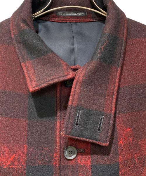 Yohji Yamamoto pour homme（ヨウジヤマモト プールオム）Yohji Yamamoto pour homme (ヨウジヤマモト プールオム) 内田すずめ 内田漢字 総柄スタンドカラーコート レッド サイズ:1の古着・服飾アイテム