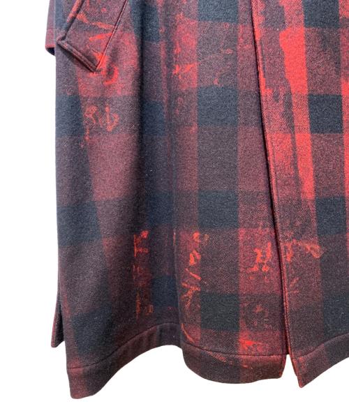 Yohji Yamamoto pour homme（ヨウジヤマモト プールオム）Yohji Yamamoto pour homme (ヨウジヤマモト プールオム) 内田すずめ 内田漢字 総柄スタンドカラーコート レッド サイズ:1の古着・服飾アイテム