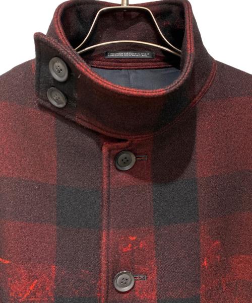Yohji Yamamoto pour homme（ヨウジヤマモト プールオム）Yohji Yamamoto pour homme (ヨウジヤマモト プールオム) 内田すずめ 内田漢字 総柄スタンドカラーコート レッド サイズ:1の古着・服飾アイテム