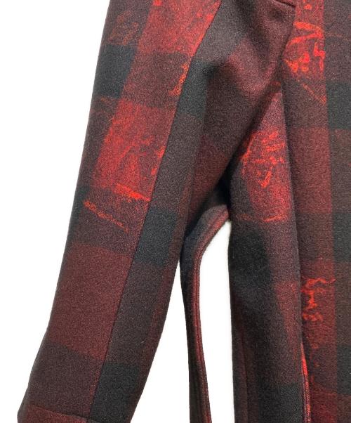 Yohji Yamamoto pour homme（ヨウジヤマモト プールオム）Yohji Yamamoto pour homme (ヨウジヤマモト プールオム) 内田すずめ 内田漢字 総柄スタンドカラーコート レッド サイズ:1の古着・服飾アイテム