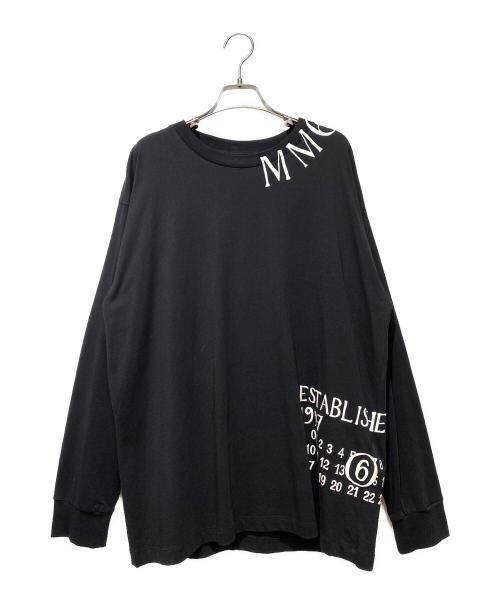 MM6 Maison Margiela（エムエムシックスメゾンマルジェラ）MM6 Maison Margiela (エムエムシックスメゾンマルジェラ) ロゴプリントロングスリーブTシャツ ブラック サイズ:Mの古着・服飾アイテム