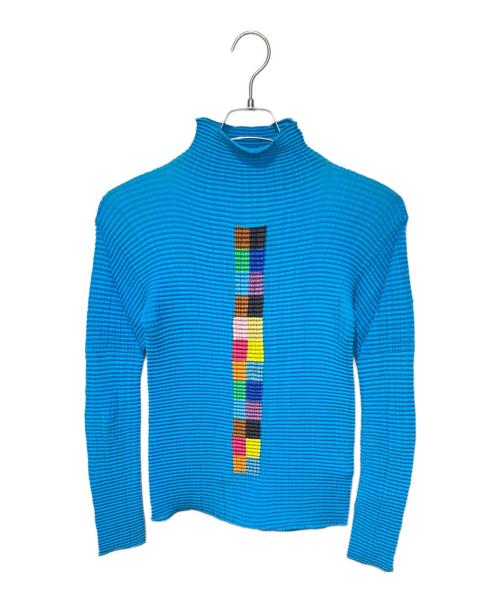 ISSEY MIYAKE（イッセイミヤケ）ISSEY MIYAKE (イッセイミヤケ) 幾何学プリーツロングカットソー スカイブルー サイズ:Mの古着・服飾アイテム