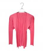 PLEATS PLEASEプリーツプリーズ）の古着「プリーツカーディガン」｜ピンク