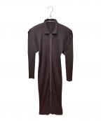 PLEATS PLEASEプリーツプリーズ）の古着「プリーツ ジップロングワンピース」｜ブラウン