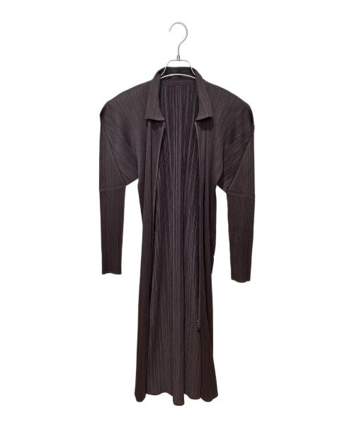 PLEATS PLEASE（プリーツプリーズ）PLEATS PLEASE (プリーツプリーズ) プリーツ ジップロングワンピース ブラウン サイズ:3の古着・服飾アイテム