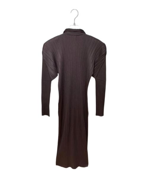 PLEATS PLEASE（プリーツプリーズ）PLEATS PLEASE (プリーツプリーズ) プリーツ ジップロングワンピース ブラウン サイズ:3の古着・服飾アイテム