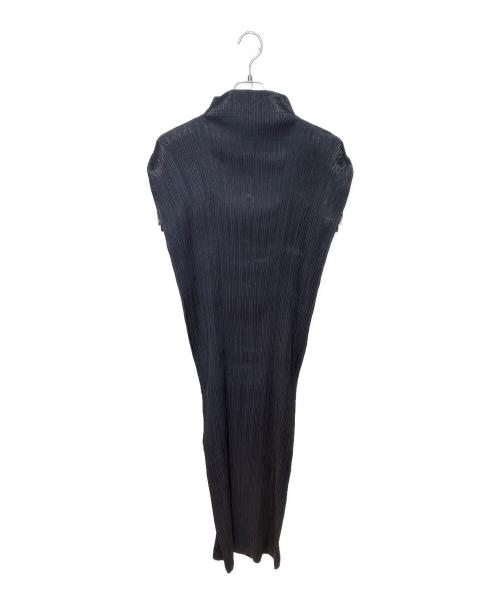 ISSEY MIYAKE（イッセイミヤケ）ISSEY MIYAKE (イッセイミヤケ) プリーツ ノースリーブジップロングワンピース ブラック サイズ:Mの古着・服飾アイテム