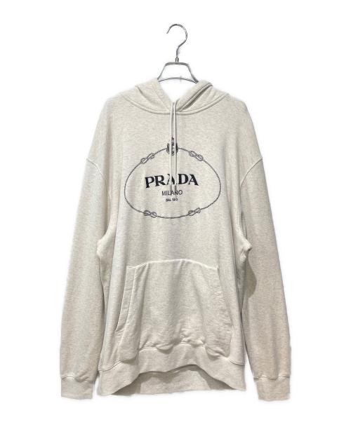 PRADA（プラダ）PRADA (プラダ) ロゴ刺繍パーカー ベージュ サイズ:XLの古着・服飾アイテム