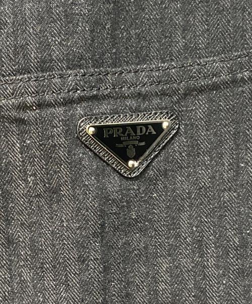 PRADA（プラダ）PRADA (プラダ) ワイドレッグ シェブロンデニム ジーンズ ブラック サイズ:Mの古着・服飾アイテム