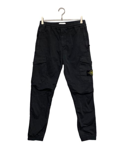STONE ISLAND（ストーンアイランド）STONE ISLAND (ストーンアイランド) ガーメントダイコットンウールシャーリングテーパードカーゴパンツ ブラック サイズ:30の古着・服飾アイテム
