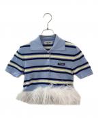 MIU MIUミュウミュウ）の古着「Silk And Cotton Knit Polo Shirt」｜ブルー